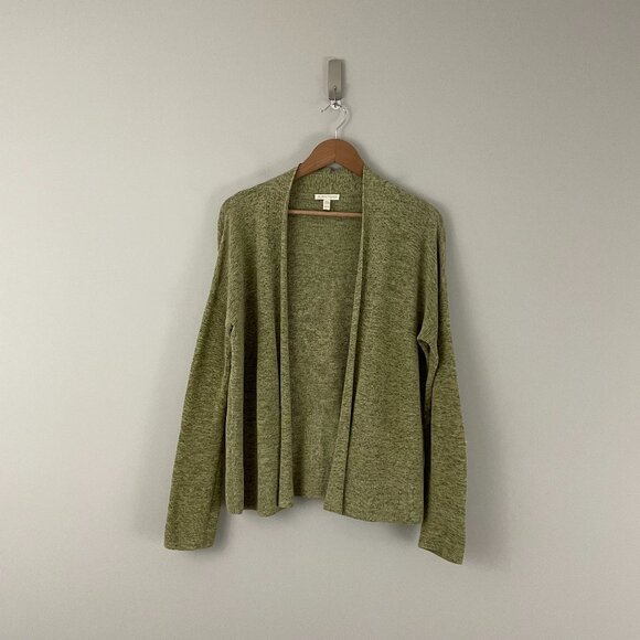 Eileen Fisher Green Organic Cotton Open Front Knit Cardigan Size XS - Picture 1 of 6
